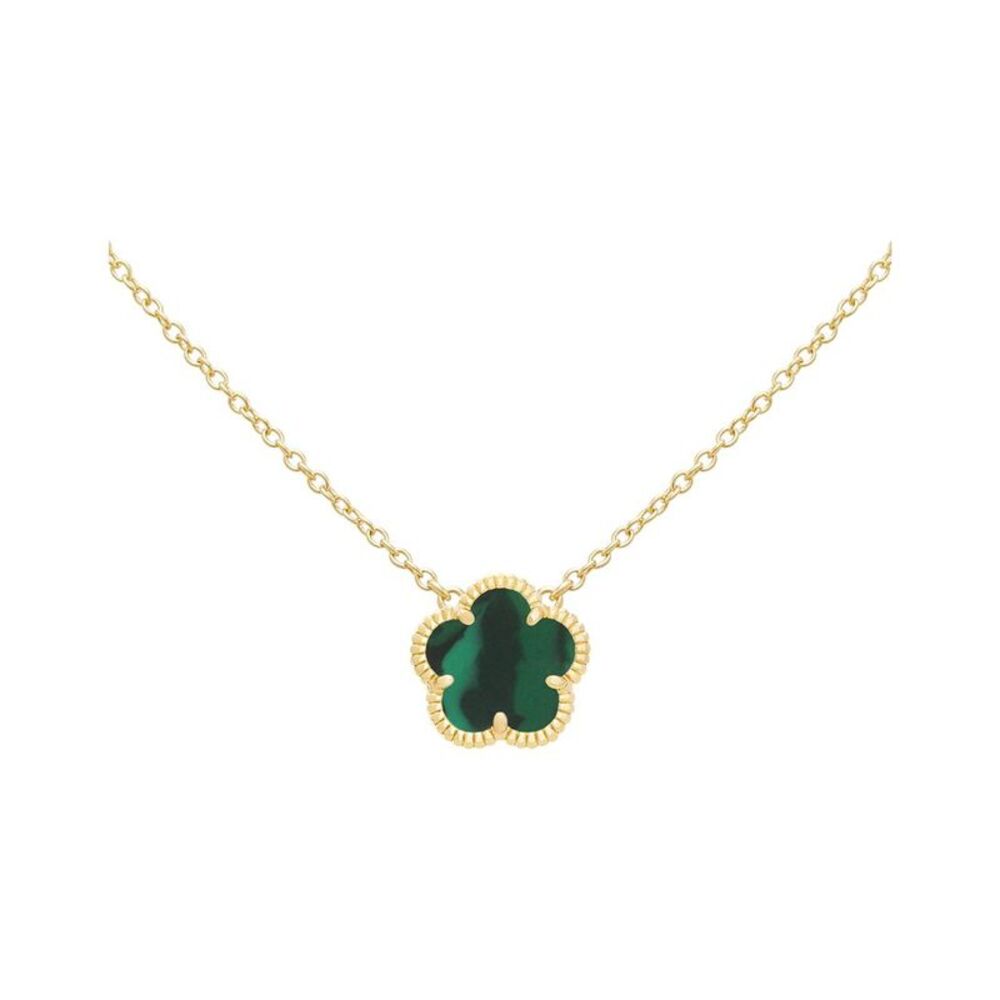 Jankuo Flower 14K Plated Synthetic Emerald Pendant Necklace
